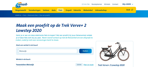 Jouw winkel in de ANWB E-bike vergelijker
